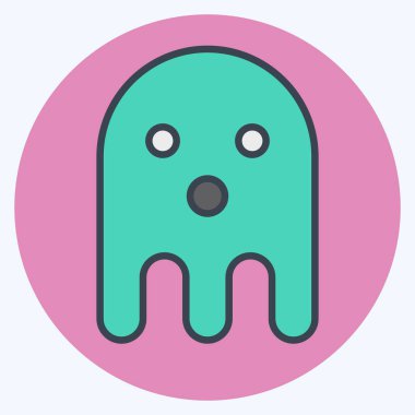 Simge Hayaleti. Cadılar Bayramı sembolüyle ilgili. renk arkadaşı stili. dizayn edilebilir