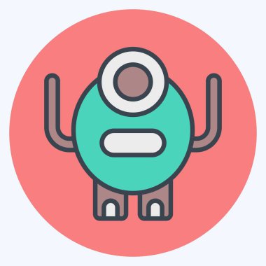 Simge Canavarı. Cadılar Bayramı sembolüyle ilgili. renk arkadaşı stili. dizayn edilebilir