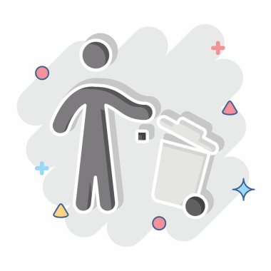 Simge Çöpü. Atık sembolüyle ilgili. Çizgi roman. dizayn edilebilir