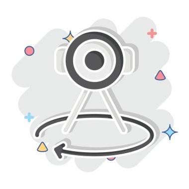 Simge Meta 360 Kamera. Metaverse sembolüyle ilgili. Çizgi roman. dizayn edilebilir