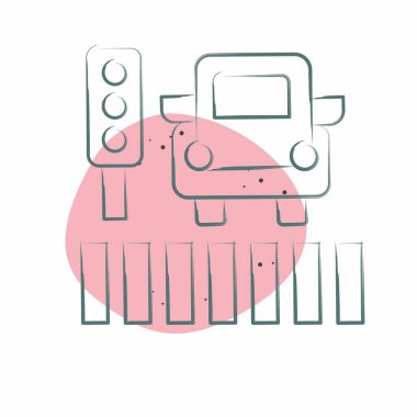 Icon yayası geçidi. Şehir merkezinin sembolüyle ilgili. Renkli Leke Biçimi. dizayn edilebilir