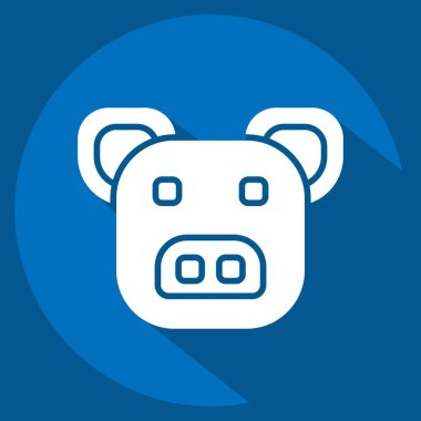 Simge domuzu. Hayvanlar sembolüyle ilgili. Uzun gölge tarzı. dizayn edilebilir