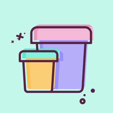 Simge Plastik Sıcaklığı. Plastik Ürün sembolüyle ilgili. MBE tarzı. dizayn edilebilir