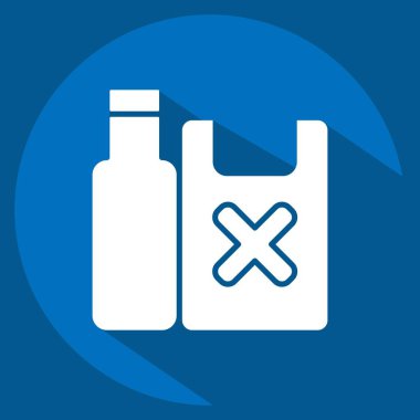 Simge Plastik Atık. Atık sembolüyle ilgili. Uzun gölge tarzı. dizayn edilebilir