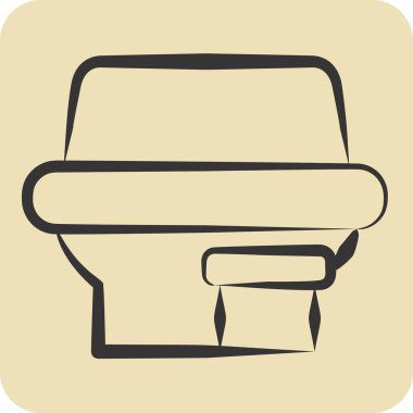 Simge Plastik Kutusu. Atık Ayıklama sembolüyle ilgili. El çizimi tarzı. dizayn edilebilir