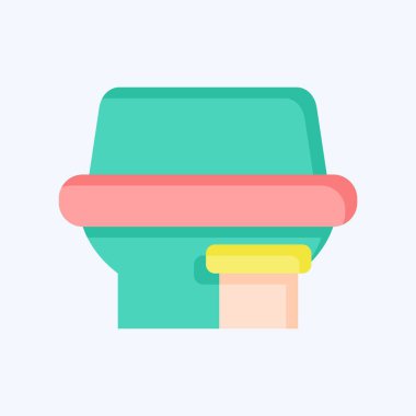 Simge Plastik Kutusu. Atık Ayıklama sembolüyle ilgili. Düz stil. dizayn edilebilir