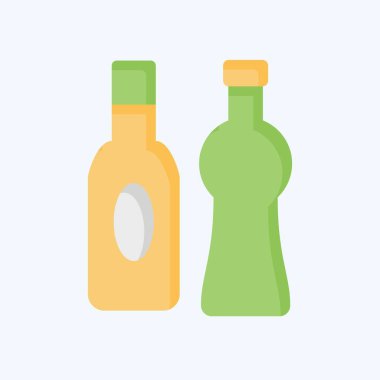 Simge Cam Şişe. Atık Ayıklama sembolüyle ilgili. Düz stil. dizayn edilebilir