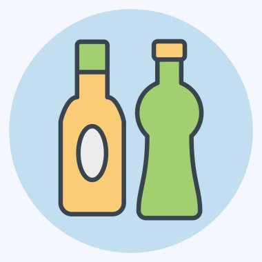 Simge Cam Şişe. Atık Ayıklama sembolüyle ilgili. renk arkadaşı stili. dizayn edilebilir