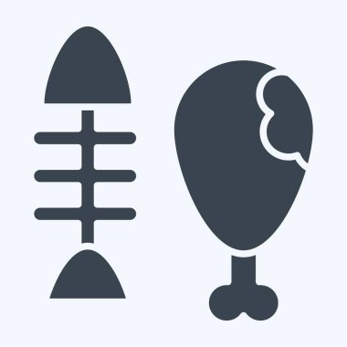 Simge Et ve Kemikler. Atık Ayıklama sembolüyle ilgili. Kabartma tarzı. dizayn edilebilir