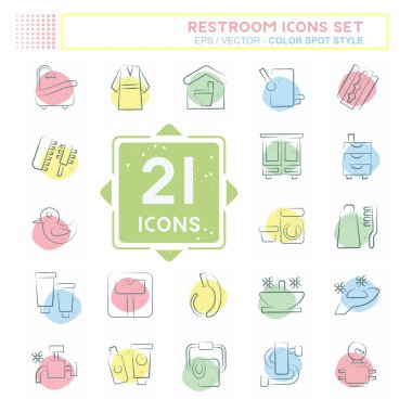 Simge Ayarlı Tuvalet. Tatil sembolüyle ilgili. Renkli Leke Biçimi. dizayn edilebilir