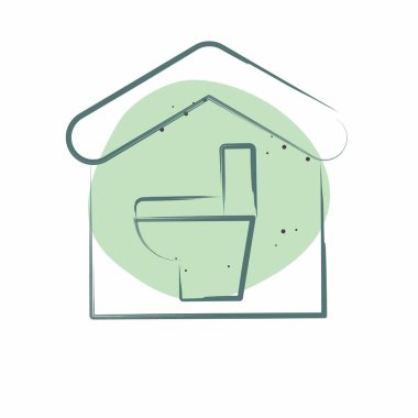 İkon Banyo. Tuvalet sembolüyle ilgili. Renkli Leke Biçimi. dizayn edilebilir