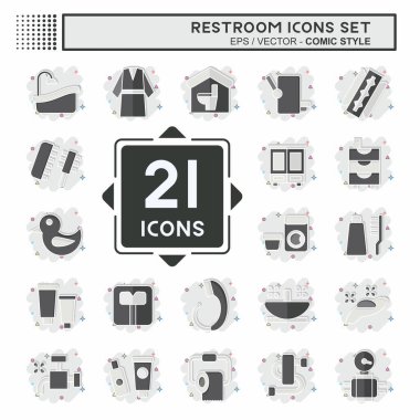 Simge Ayarlı Tuvalet. Tatil sembolüyle ilgili. Çizgi roman. dizayn edilebilir