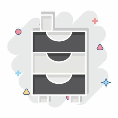 Simge Çekmeceleri. Tuvalet sembolüyle ilgili. Çizgi roman. dizayn edilebilir