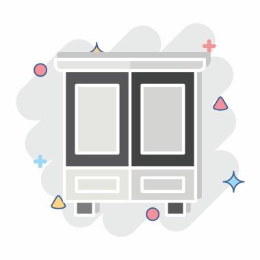 Simge dolabı. Tuvalet sembolüyle ilgili. Çizgi roman. dizayn edilebilir