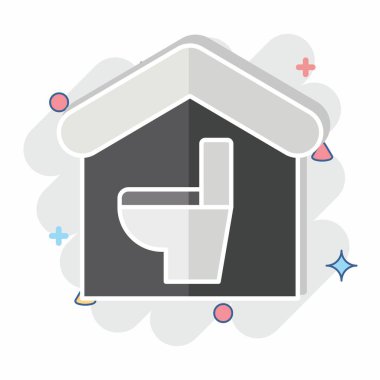 İkon Banyo. Tuvalet sembolüyle ilgili. Çizgi roman. dizayn edilebilir