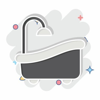 Simge Banyosu. Tuvalet sembolüyle ilgili. Çizgi roman. dizayn edilebilir