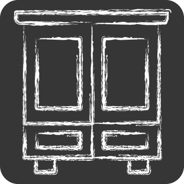 Simge dolabı. Tuvalet sembolüyle ilgili. Tebeşir stili. dizayn edilebilir