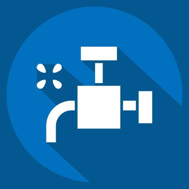 Simge Musluğu. Tuvalet sembolüyle ilgili. Uzun gölge tarzı. dizayn edilebilir