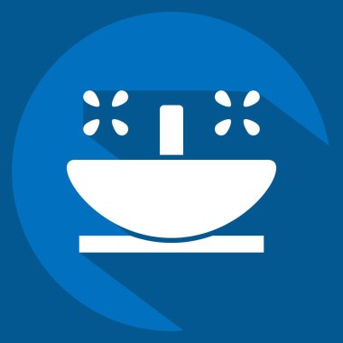 Simge Lavabosu. Tuvalet sembolüyle ilgili. Uzun gölge tarzı. dizayn edilebilir