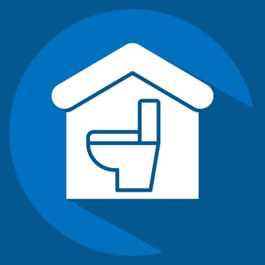 İkon Banyo. Tuvalet sembolüyle ilgili. Uzun gölge tarzı. dizayn edilebilir