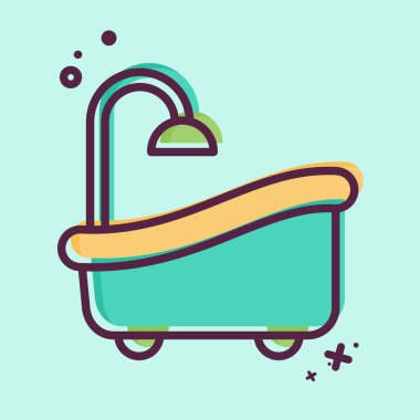 Simge Banyosu. Tuvalet sembolüyle ilgili. MBE tarzı. dizayn edilebilir