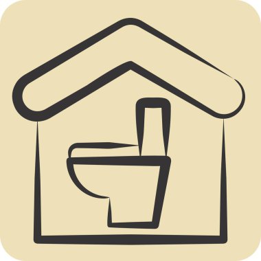 İkon Banyo. Tuvalet sembolüyle ilgili. El çizimi tarzı. dizayn edilebilir