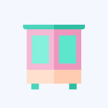 Simge dolabı. Tuvalet sembolüyle ilgili. Düz stil. dizayn edilebilir