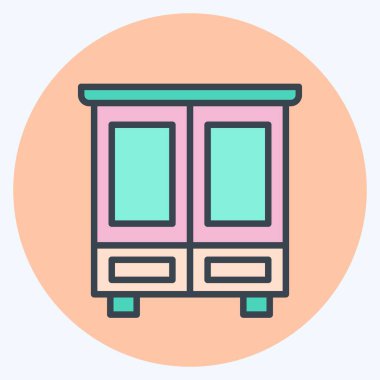 Simge dolabı. Tuvalet sembolüyle ilgili. renk arkadaşı stili. dizayn edilebilir