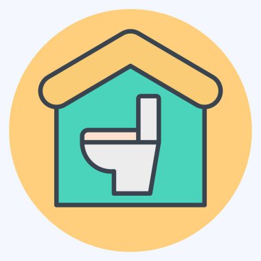 İkon Banyo. Tuvalet sembolüyle ilgili. renk arkadaşı stili. dizayn edilebilir