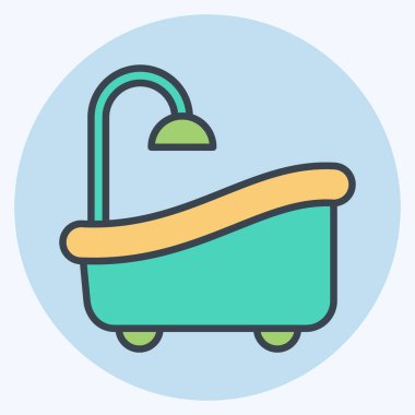 Simge Banyosu. Tuvalet sembolüyle ilgili. renk arkadaşı stili. dizayn edilebilir