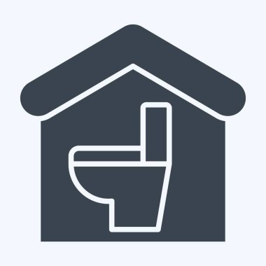 İkon Banyo. Tuvalet sembolüyle ilgili. Kabartma tarzı. dizayn edilebilir