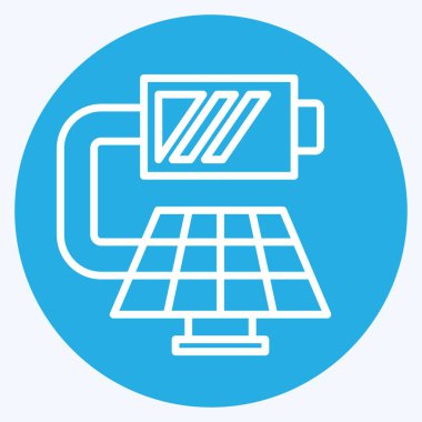 Icon Güneş Enerjisi. Yükleme sembolüyle ilgili. Mavi gözlü. dizayn edilebilir