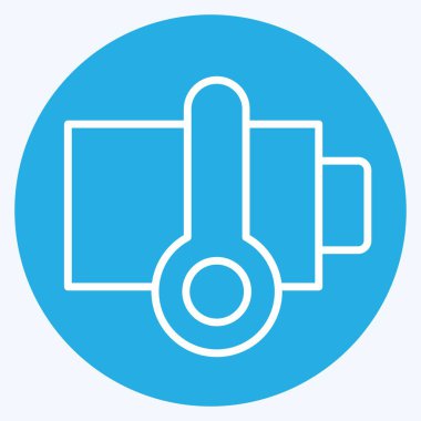 Simgesel Batarya Isı. Yükleme sembolüyle ilgili. Mavi gözlü. dizayn edilebilir