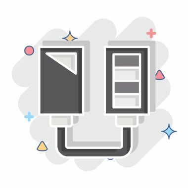 Simge Güneş Gücü Şarjı. Yükleme sembolüyle ilgili. Çizgi roman. dizayn edilebilir