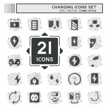 Simge ayarlama şarjı. Eğitim sembolüyle ilgili. Çizgi roman. dizayn edilebilir