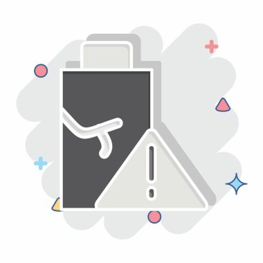 İkon Hasarlı Enerji. Yükleme sembolüyle ilgili. Çizgi roman. dizayn edilebilir