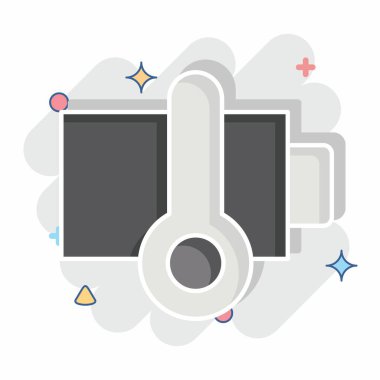 Simgesel Batarya Isı. Yükleme sembolüyle ilgili. Çizgi roman. dizayn edilebilir