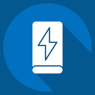 Simge Güç Bankası. Yükleme sembolüyle ilgili. Uzun gölge tarzı. dizayn edilebilir