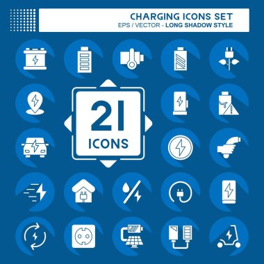 Simge ayarlama şarjı. Eğitim sembolüyle ilgili. Uzun gölge tarzı. dizayn edilebilir