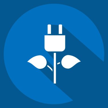 Simge Biyolojisi Enerji. Yükleme sembolüyle ilgili. Uzun gölge tarzı. dizayn edilebilir