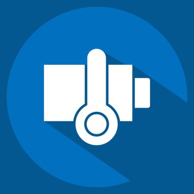 Simgesel Batarya Isı. Yükleme sembolüyle ilgili. Uzun gölge tarzı. dizayn edilebilir