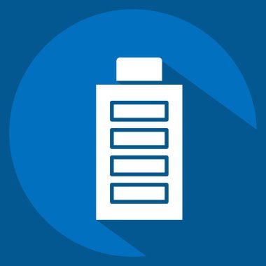 Simge Bataryası Tam. Yükleme sembolüyle ilgili. Uzun gölge tarzı. dizayn edilebilir