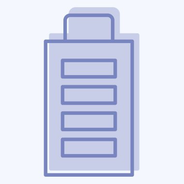 Simge Bataryası Tam. Yükleme sembolüyle ilgili. İki ton stili. dizayn edilebilir