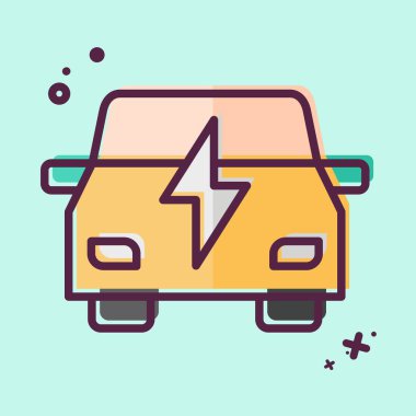 Simgesel elektrikli araba. Yükleme sembolüyle ilgili. MBE tarzı. dizayn edilebilir