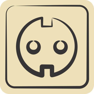 Simge Soketi. Yükleme sembolüyle ilgili. El çizimi tarzı. dizayn edilebilir