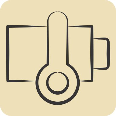 Simgesel Batarya Isı. Yükleme sembolüyle ilgili. El çizimi tarzı. dizayn edilebilir