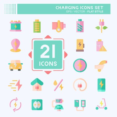 Simge ayarlama şarjı. Eğitim sembolüyle ilgili. Düz stil. dizayn edilebilir