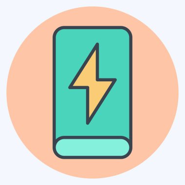 Simge Güç Bankası. Yükleme sembolüyle ilgili. renk arkadaşı stili. dizayn edilebilir