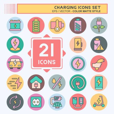 Simge ayarlama şarjı. Eğitim sembolüyle ilgili. renk arkadaşı stili. dizayn edilebilir