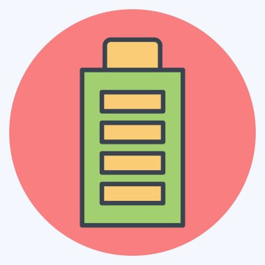 Simge Bataryası Tam. Yükleme sembolüyle ilgili. renk arkadaşı stili. dizayn edilebilir